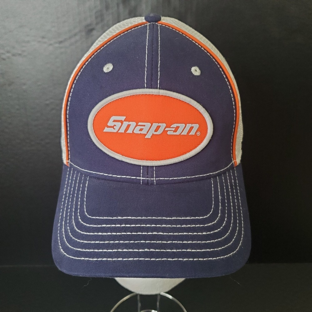 Official Snap-On Tools Blue White Hat Orange Logo Patch Men's Adjustable Cap
